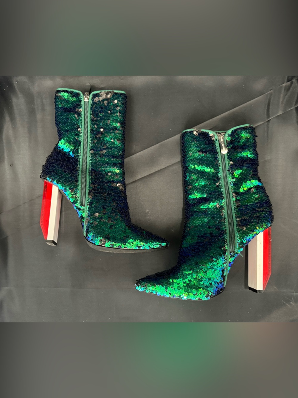 Cape Robbin Mermaid Sequin Heeled Terra Boots Size 8 - Picture 7 of 11